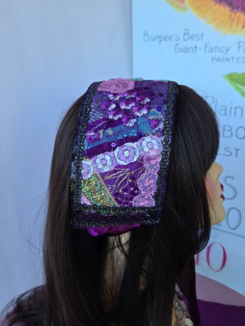 Handmade Purple and Blue Quilted Hair Sash Y2k-Style - Picture 4 of 13